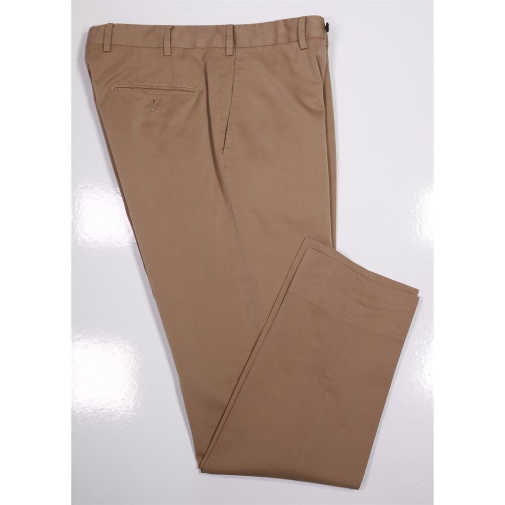 Germano Golden Brown Solaro Cotton Flat Front Chino Dress Pants 33x30